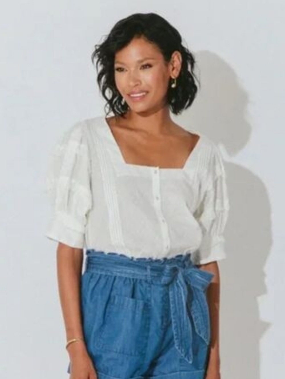Cleobella Tilly Swiss Dot Short Sleeve Blouse
